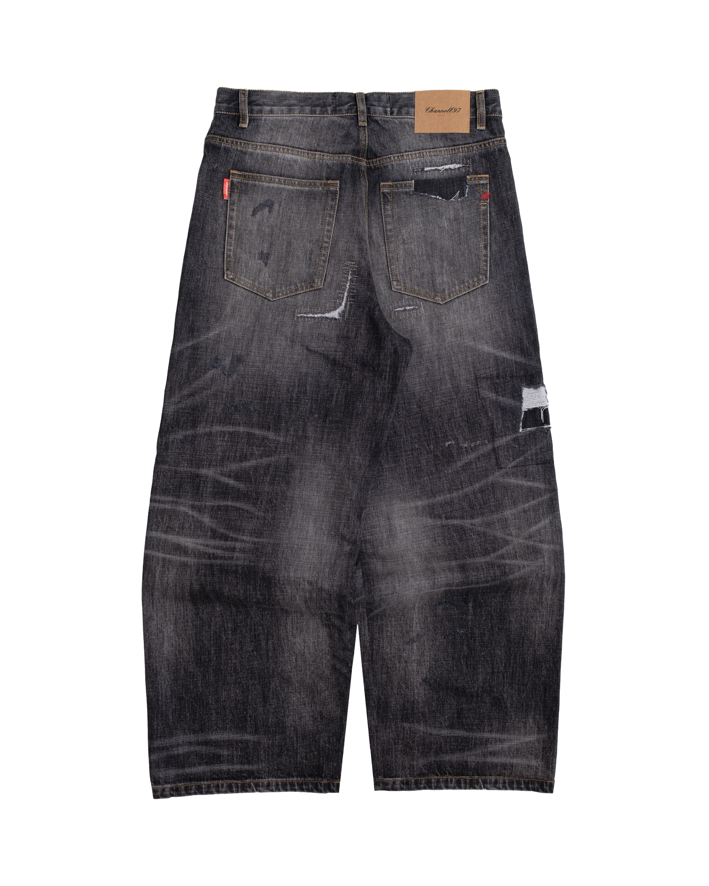 Black Repaired Selvedge Denim