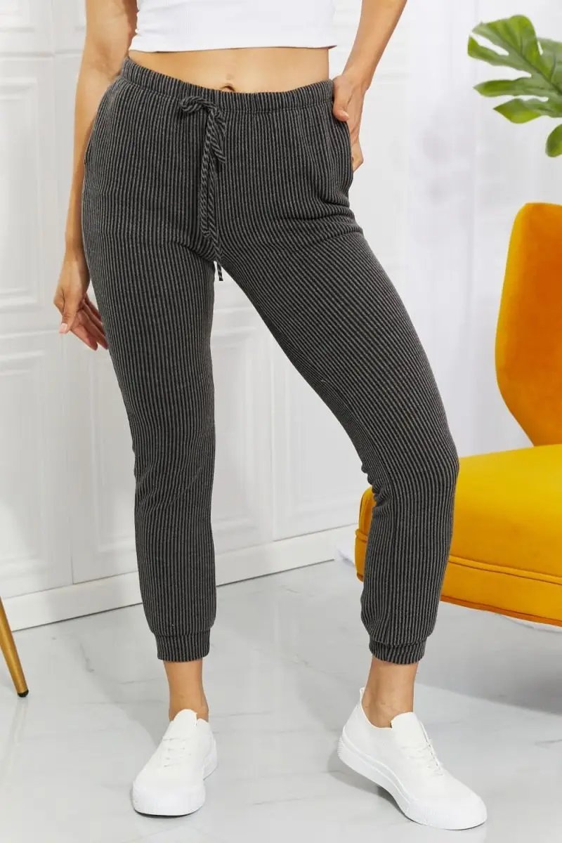 Lovesalve WS Ribbed Joggers Women's Loungewear Casual Full Size Easy Living Pants