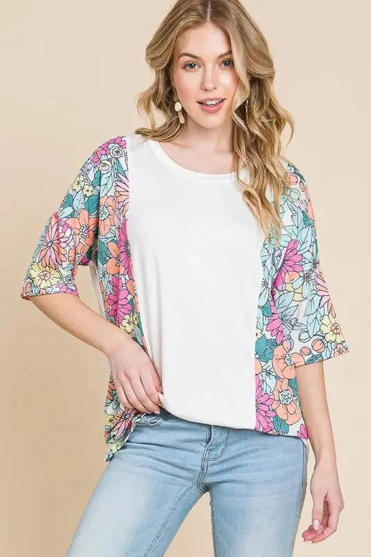 Trendsi Floral Tee Women's Casual Everyday T-Shirt Soft & Comfy