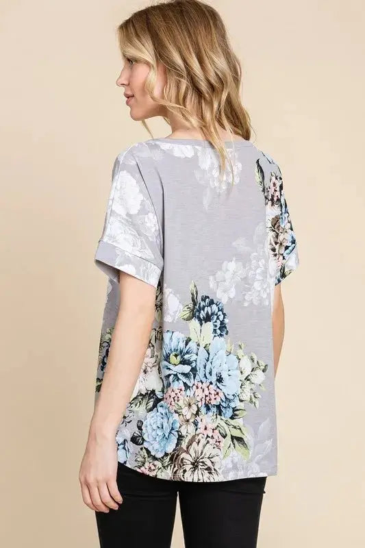 Women's Floral Tee - Soft & Breathable - Short Sleeve Casual T-Shirt
