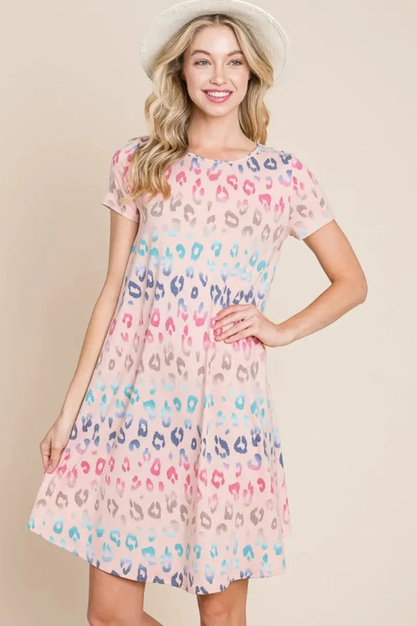 Trendsi Leopard Print Dress Women's Casual Summer Mini Dress - Soft & Comfy
