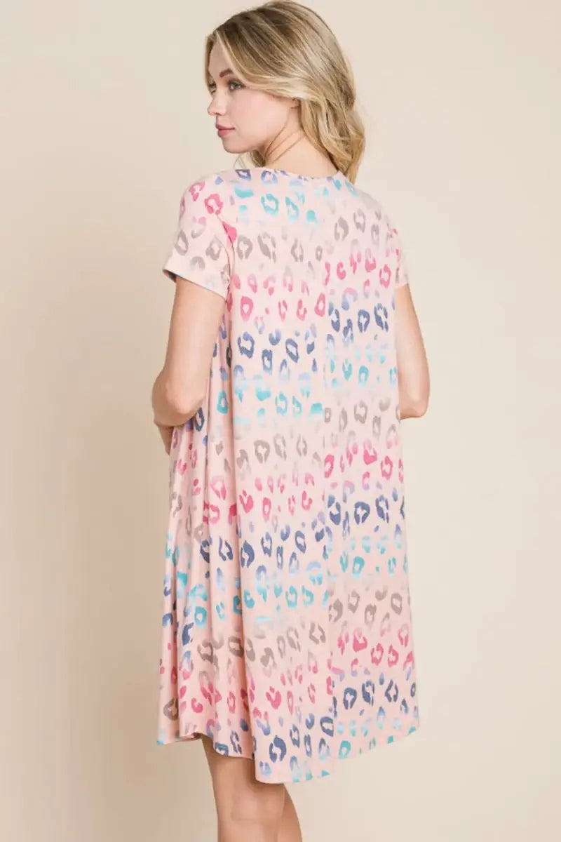 Trendsi Leopard Print Dress Women's Casual Summer Mini Dress - Soft & Comfy