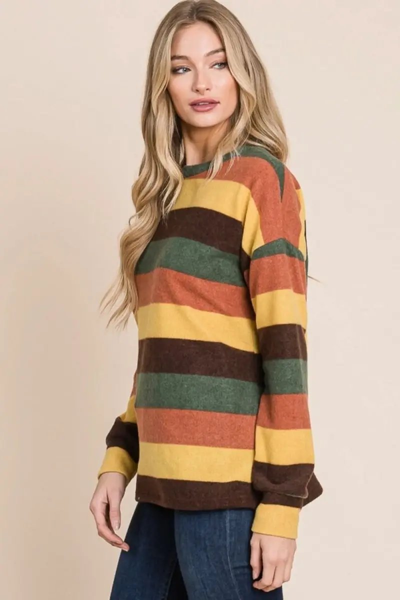 Trendsi Striped Knit Top Women's Casual Fashion Top - Soft & USA Shipped