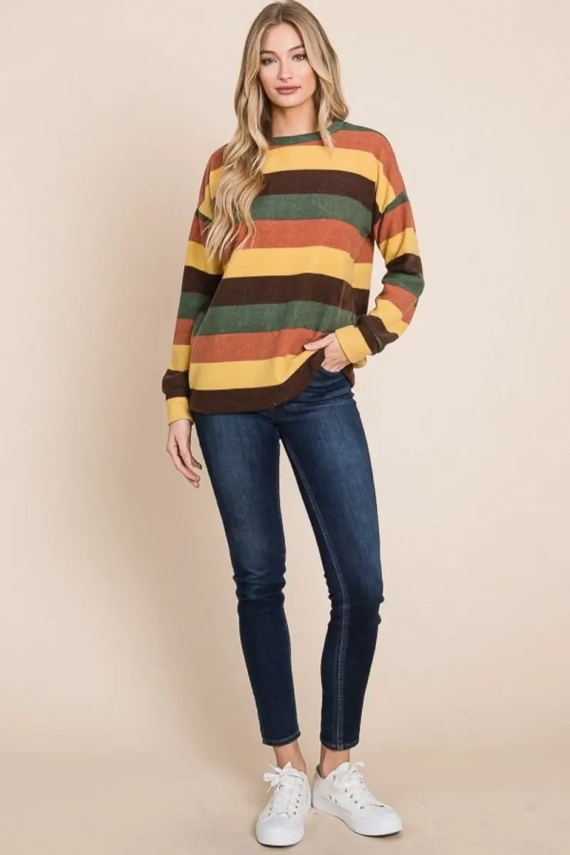 Trendsi Striped Knit Top Women's Casual Fashion Top - Soft & USA Shipped