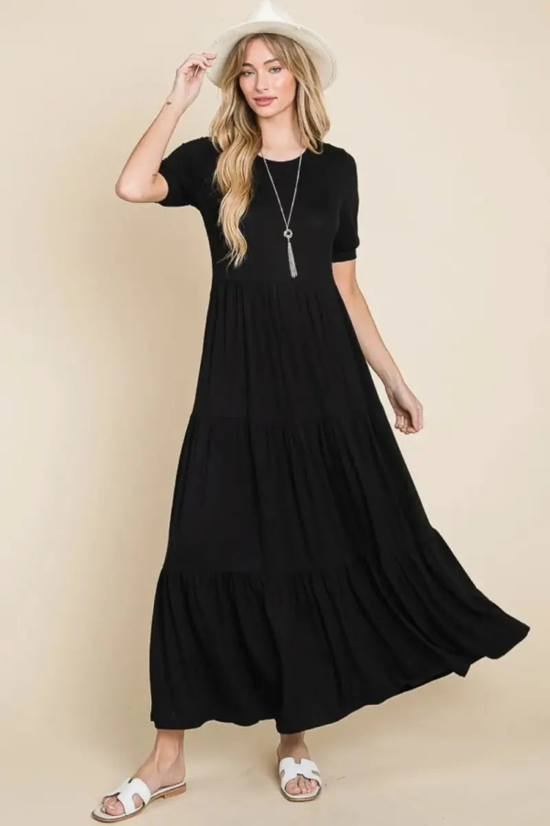 Trendsi Tiered Maxi Dress Women's Summer Casual Flowy Comfy Dress