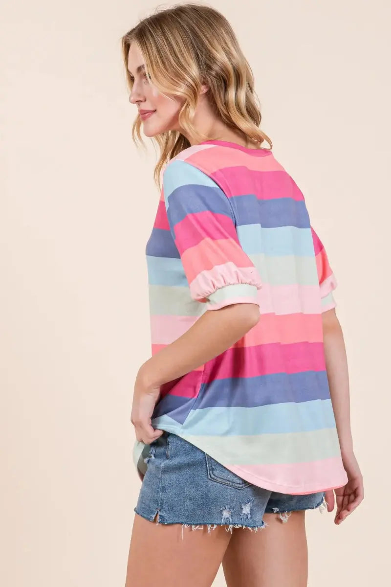 Trendsi Striped T-Shirt Women's Casual Everyday Top - Soft & Breathable