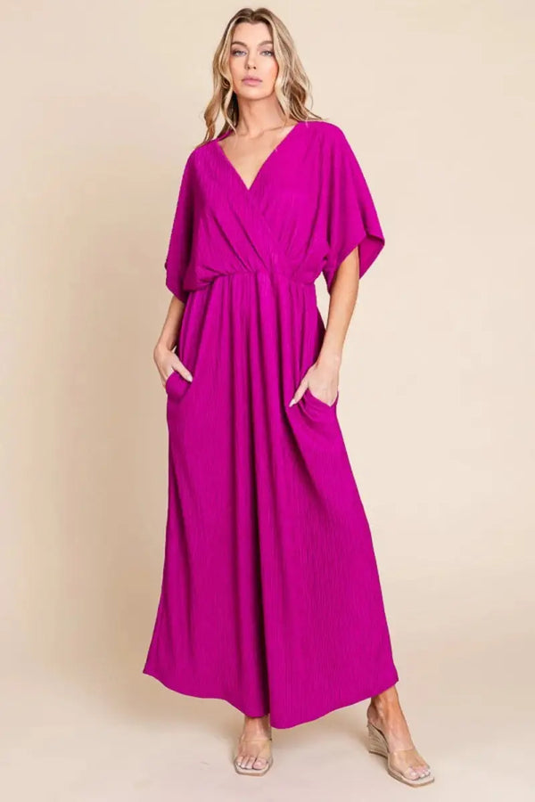 Trendsi Surplice Maxi Dress Women's Casual Summer Dress with Pockets