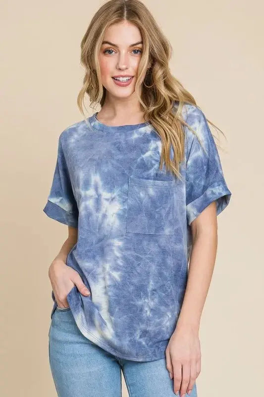 T-Shirt - Tie-Dye Soft & Comfy - Women's Casual Round Neck Short Sleeve