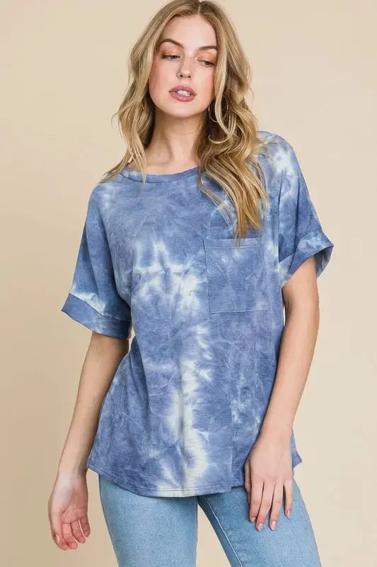 T-Shirt - Tie-Dye Soft & Comfy - Women's Casual Round Neck Short Sleeve
