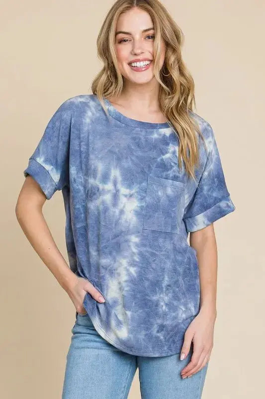 T-Shirt - Tie-Dye Soft & Comfy - Women's Casual Round Neck Short Sleeve