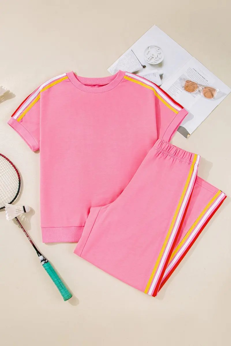 Love Salve Color Block Set Women's Daily Wear T-Shirt & Pants: Comfy & Casual