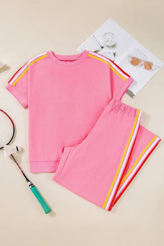 Love Salve Color Block Set Women's Daily Wear T-Shirt & Pants: Comfy & Casual