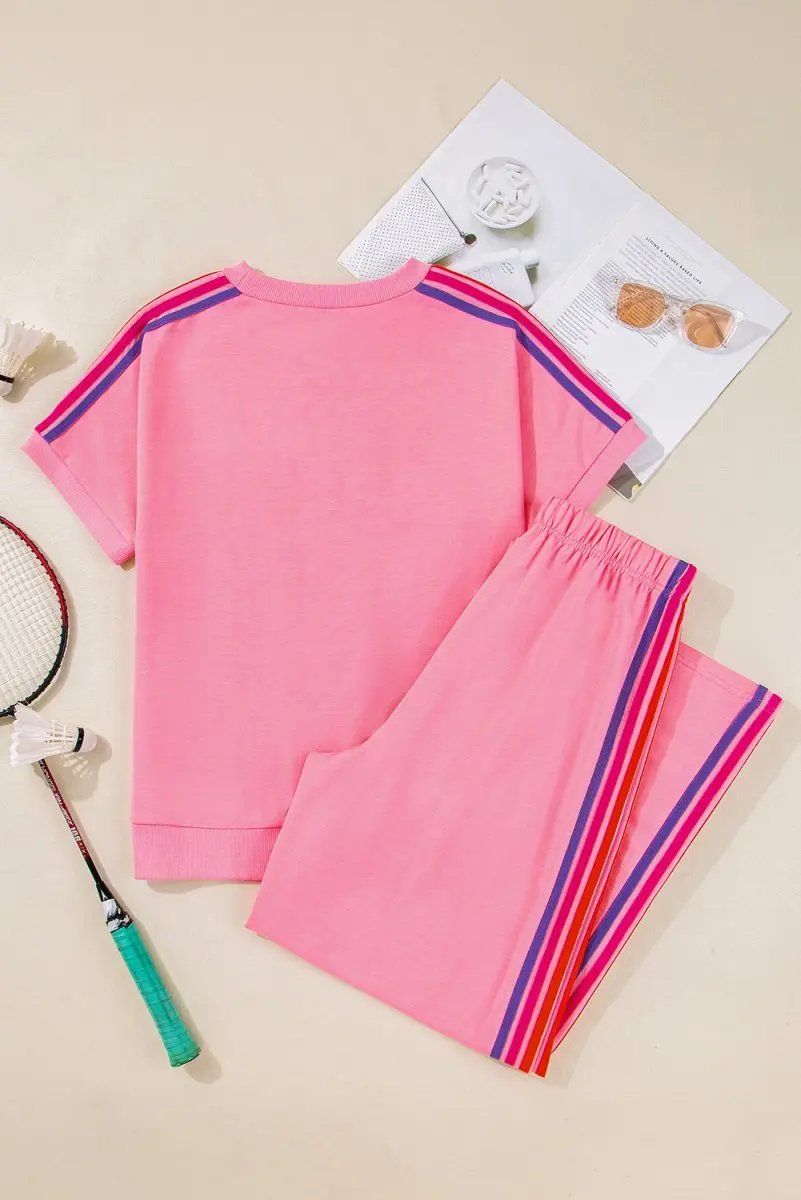 Love Salve Color Block Set Women's Daily Wear T-Shirt & Pants: Comfy & Casual