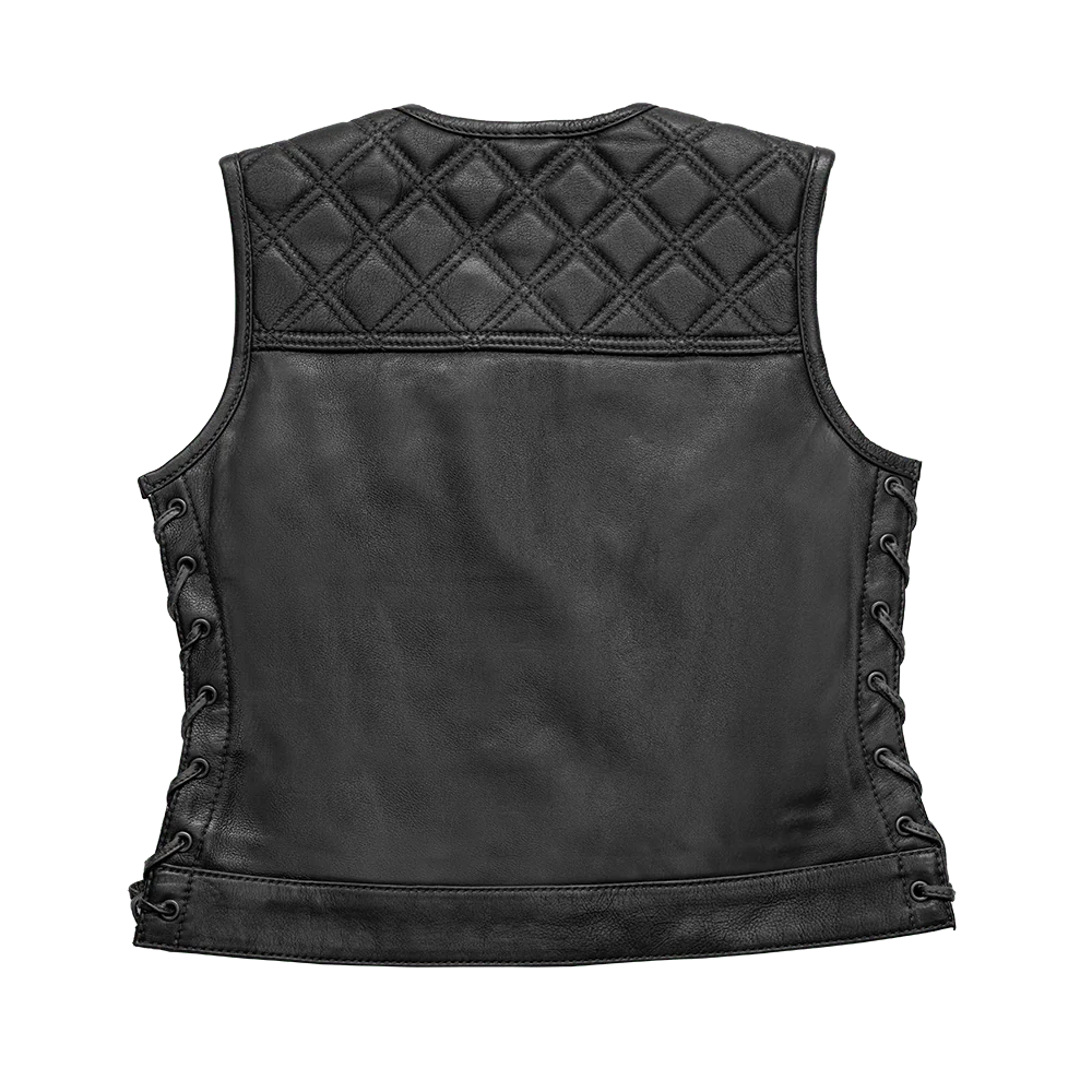 Bonnie - Women's Motorcycle Leather Vest - Diamond Quilt