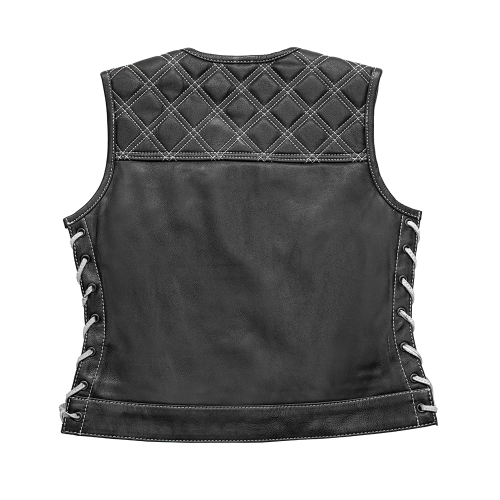 Bonnie - Women's Motorcycle Leather Vest - Diamond Quilt