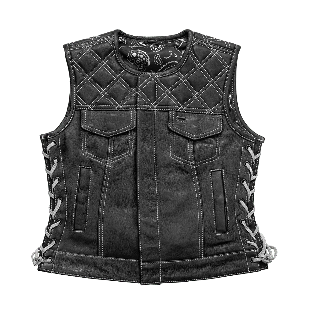 Bonnie - Women's Motorcycle Leather Vest - Diamond Quilt