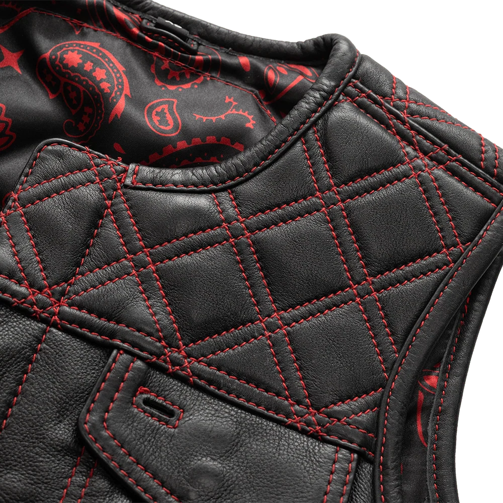 Bonnie - Women's Motorcycle Leather Vest - Diamond Quilt