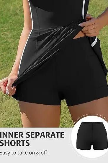 Tennis Dress - V-Neck Built-In Bra & Shorts - Women's