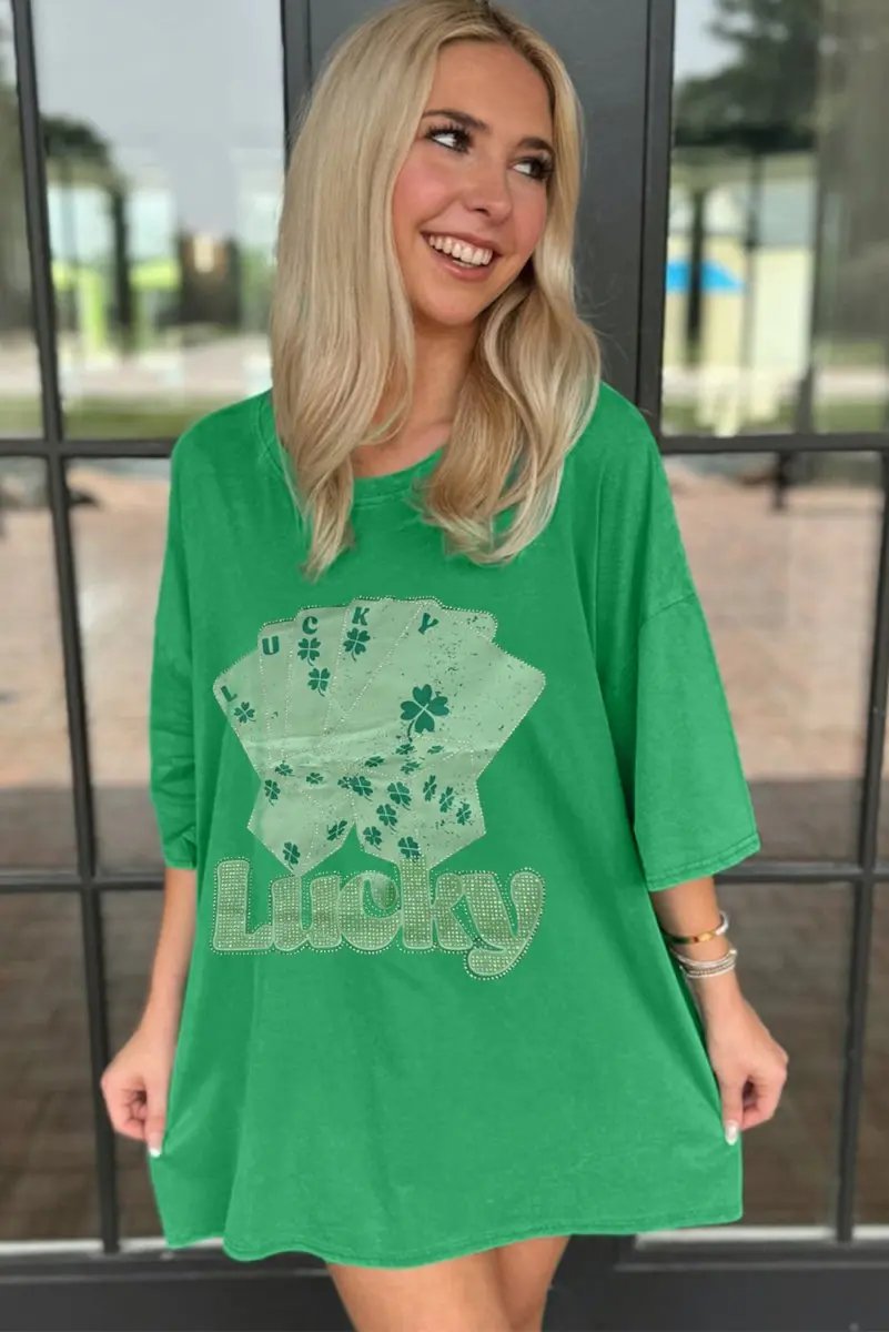 Love Salve Green Rhinestone Mini Dress Women's Casual Party Tee - Sparkly, Unique