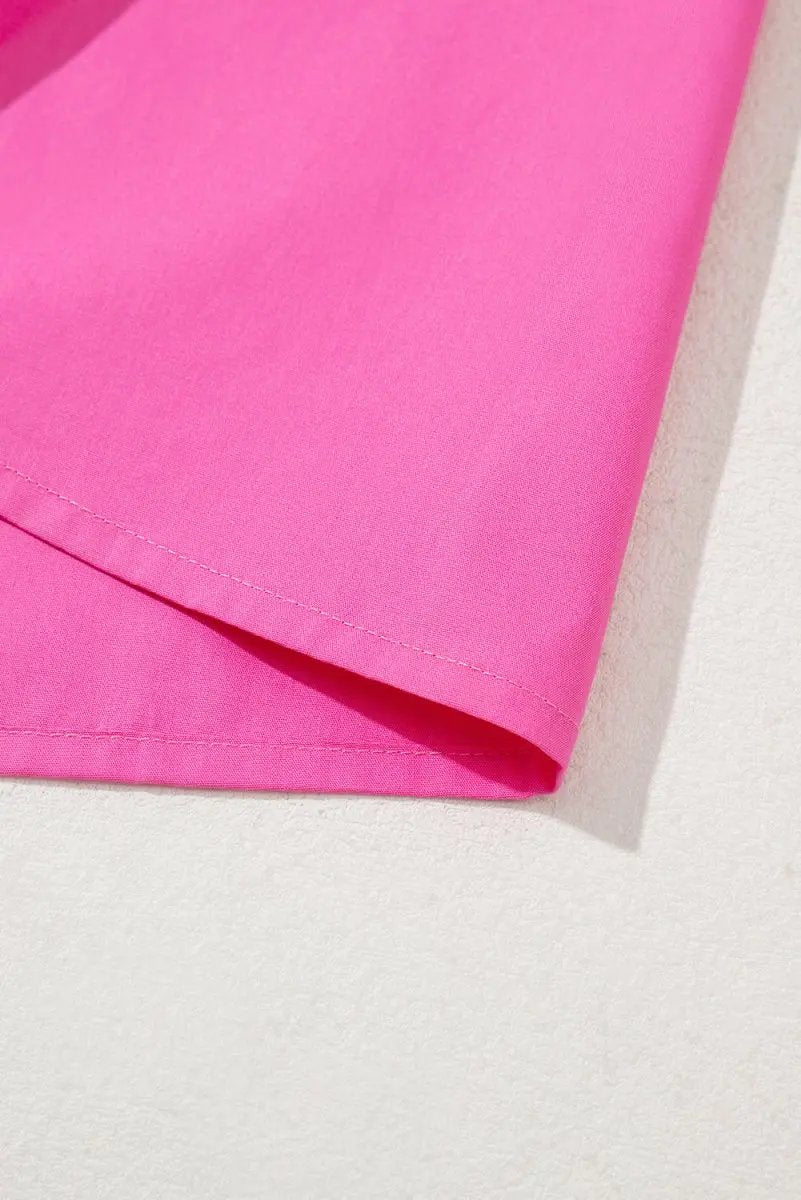 Love Salve Pink Scallop Blouse Women's Daily Southern Belle Top Ruffle Sleeve V Neck