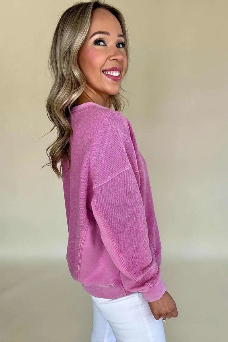 Love Salve Pink Sweatshirt Women's Daily Wear Pullover: Soft & Comfy