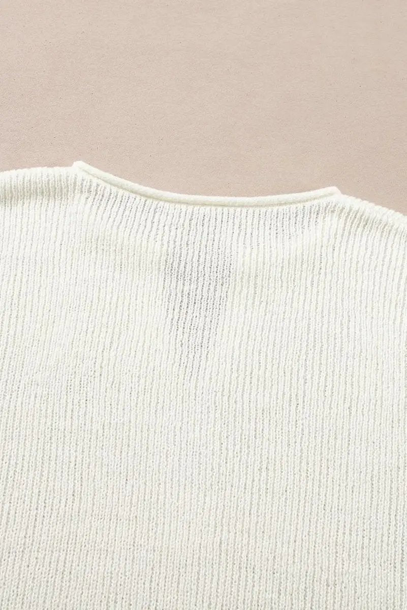 Women's Cropped Sweater - Brown Striped V-Neck - Trendy & Comfy