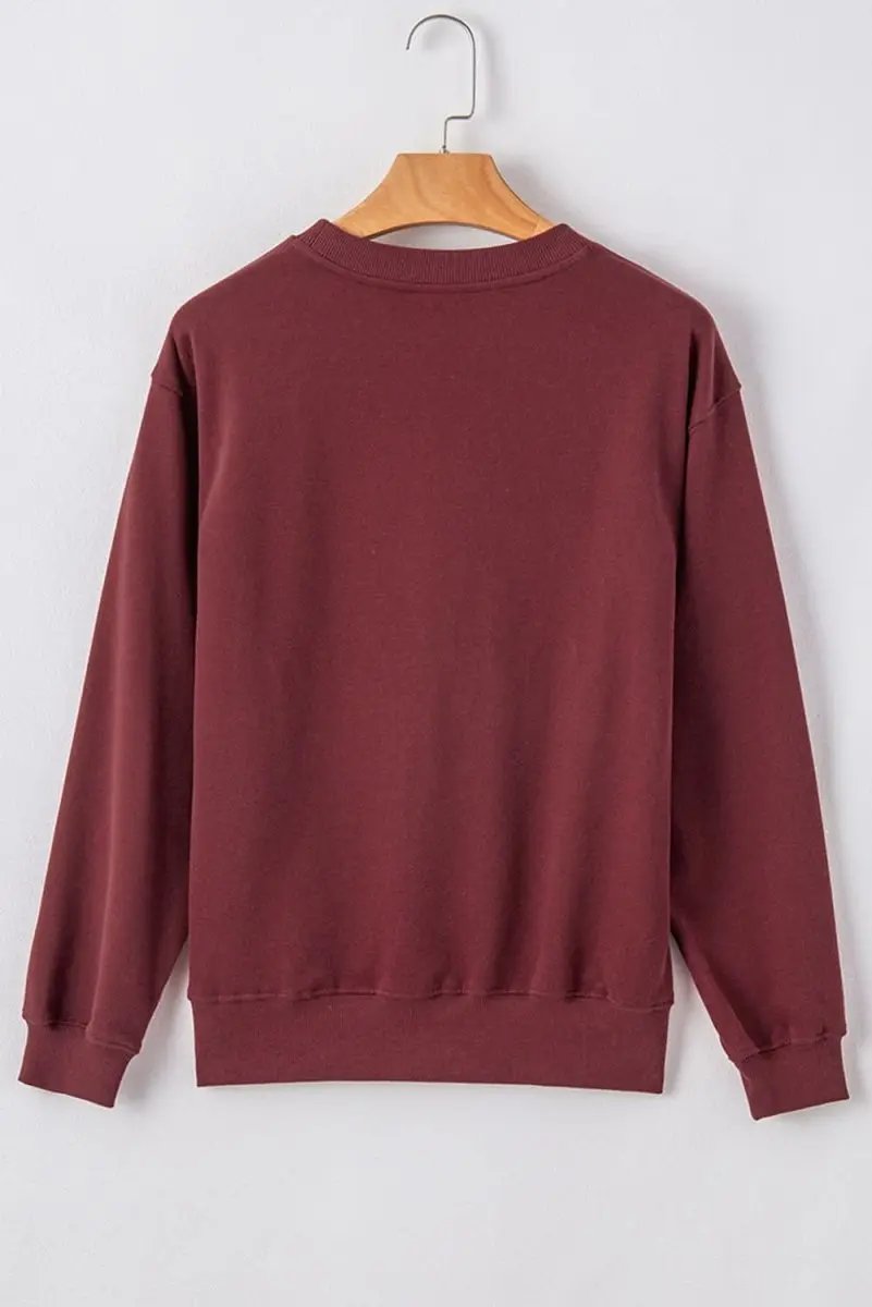 Love Salve Burgundy Pullover Women's Daily Wear Sweatshirt: Soft & Cozy