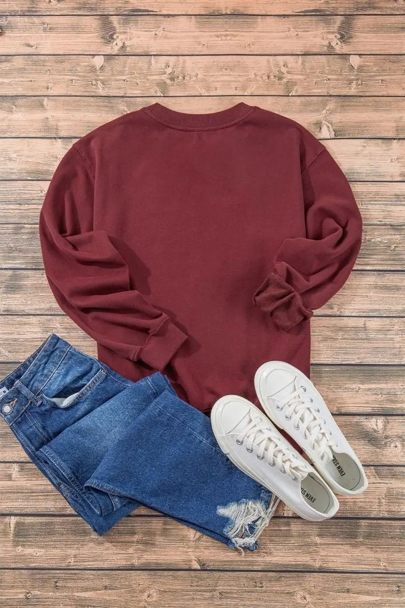 Love Salve Burgundy Pullover Women's Daily Wear Sweatshirt: Soft & Cozy