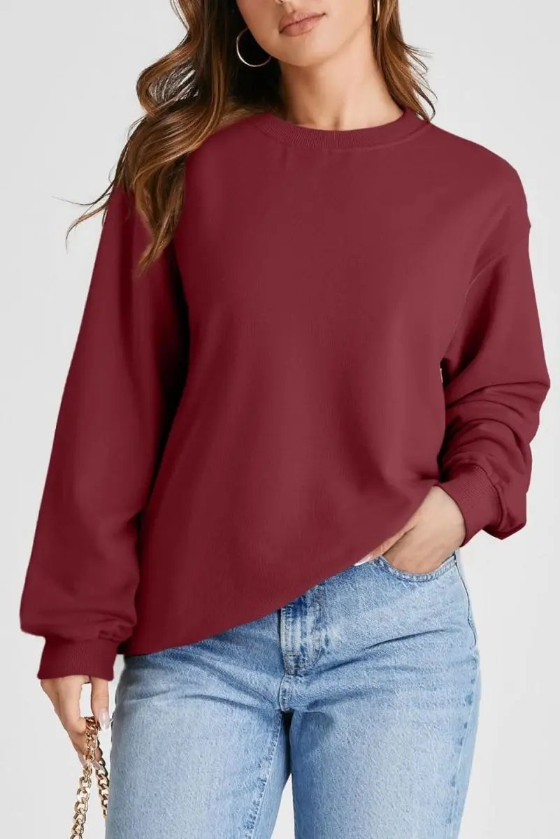 Love Salve Burgundy Pullover Women's Daily Wear Sweatshirt: Soft & Cozy