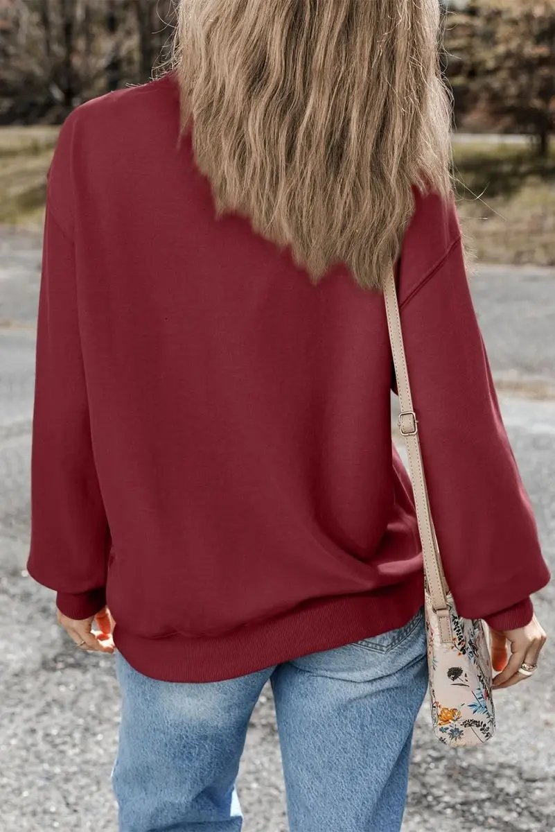 Love Salve Burgundy Pullover Women's Daily Wear Sweatshirt: Soft & Cozy