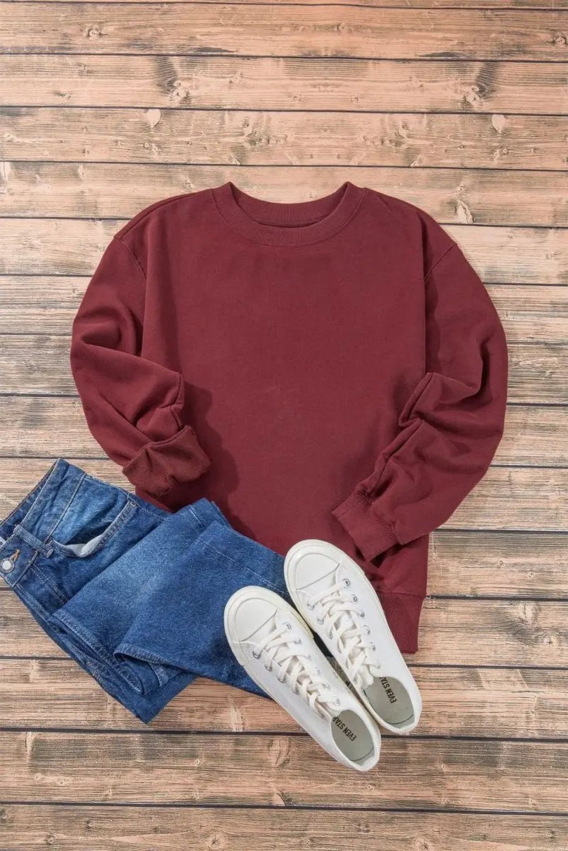 Love Salve Burgundy Pullover Women's Daily Wear Sweatshirt: Soft & Cozy
