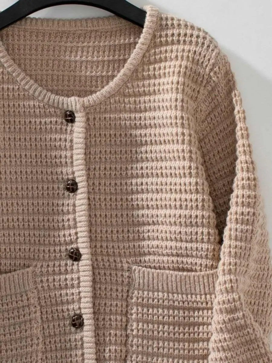 Trendsi Button Up Cardigan Women's Everyday Long Sleeve Knit Sweater Comfortable