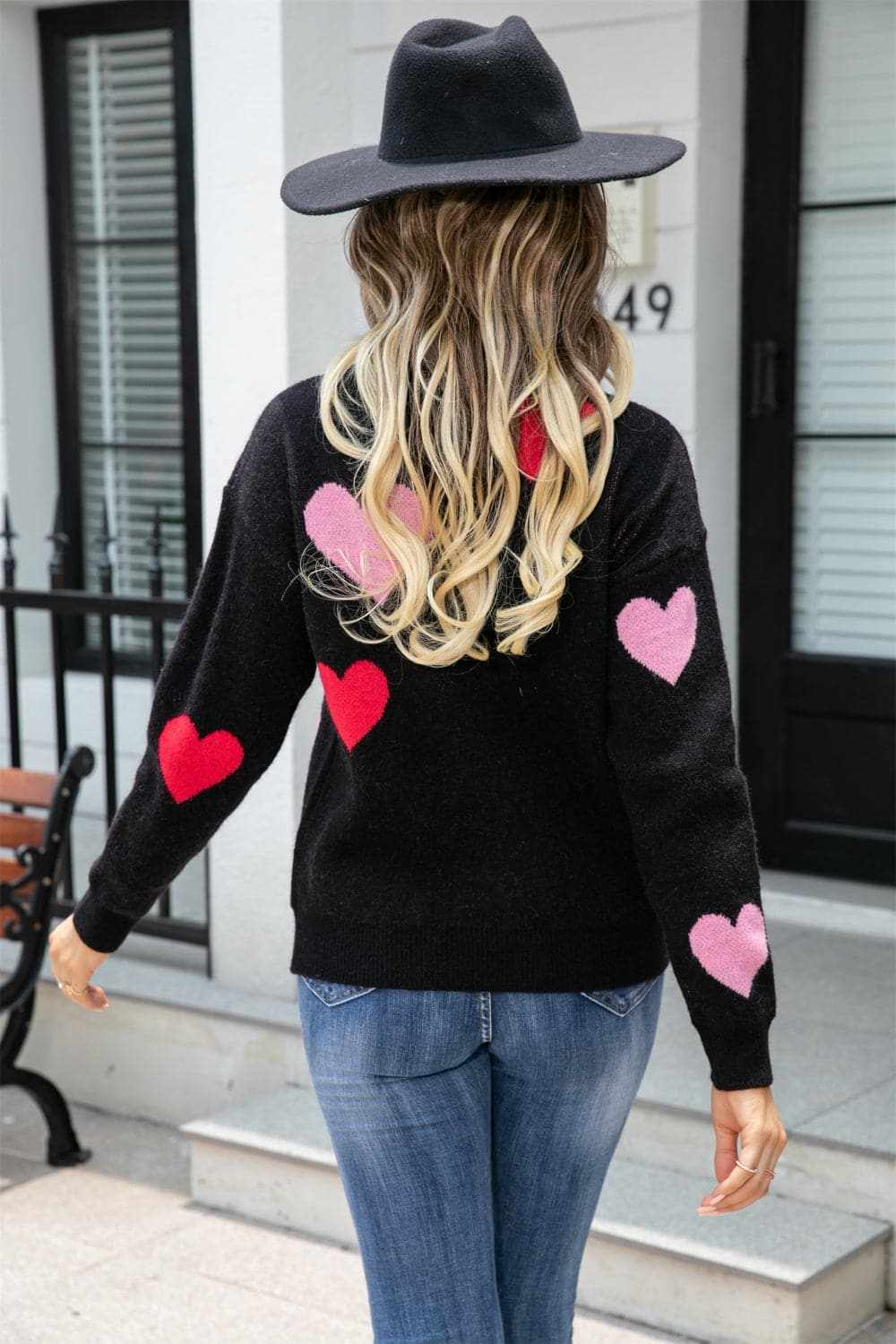 Trendsi Cozy heart dropped shoulder sweater