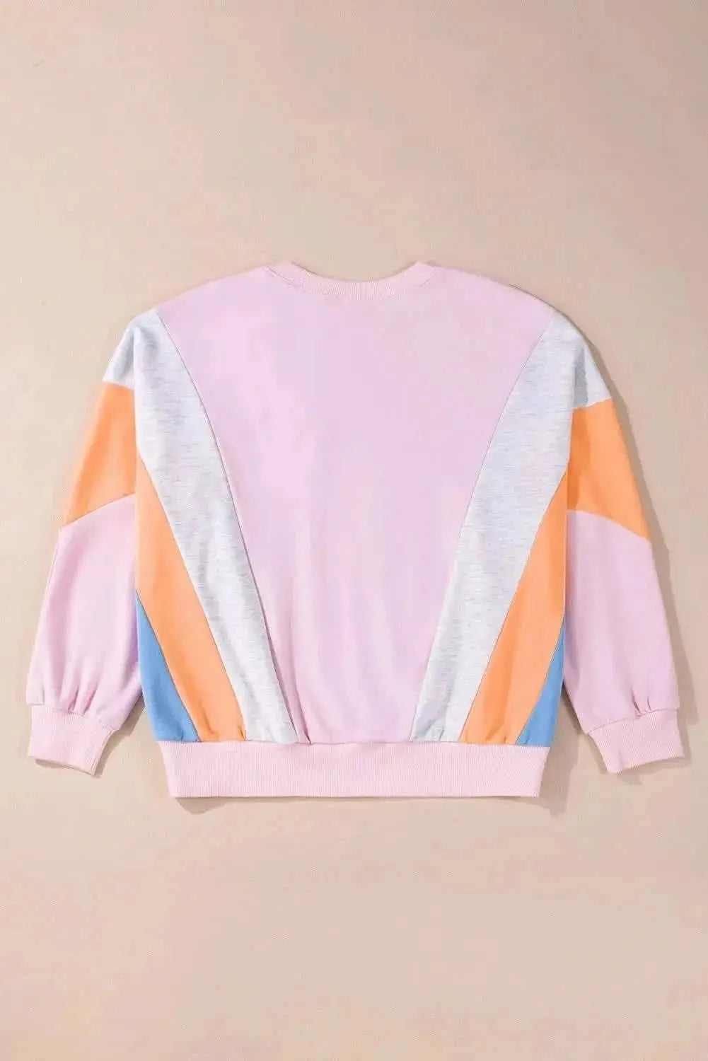 Sweatshirt - Color Block Long Sleeve - Casual Pullover Top