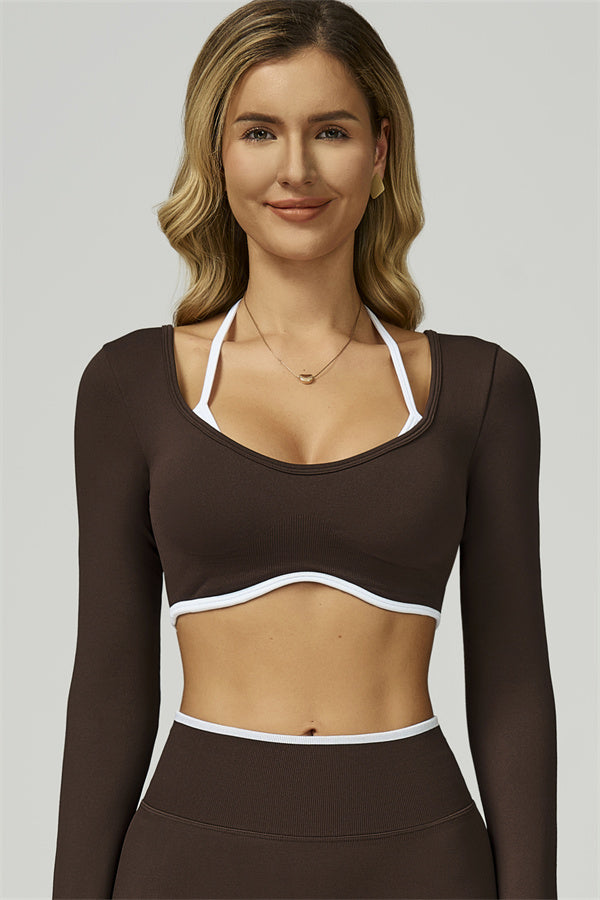 The Prime Line Long Sleeve Crop Top Shorts 2-Piece Set