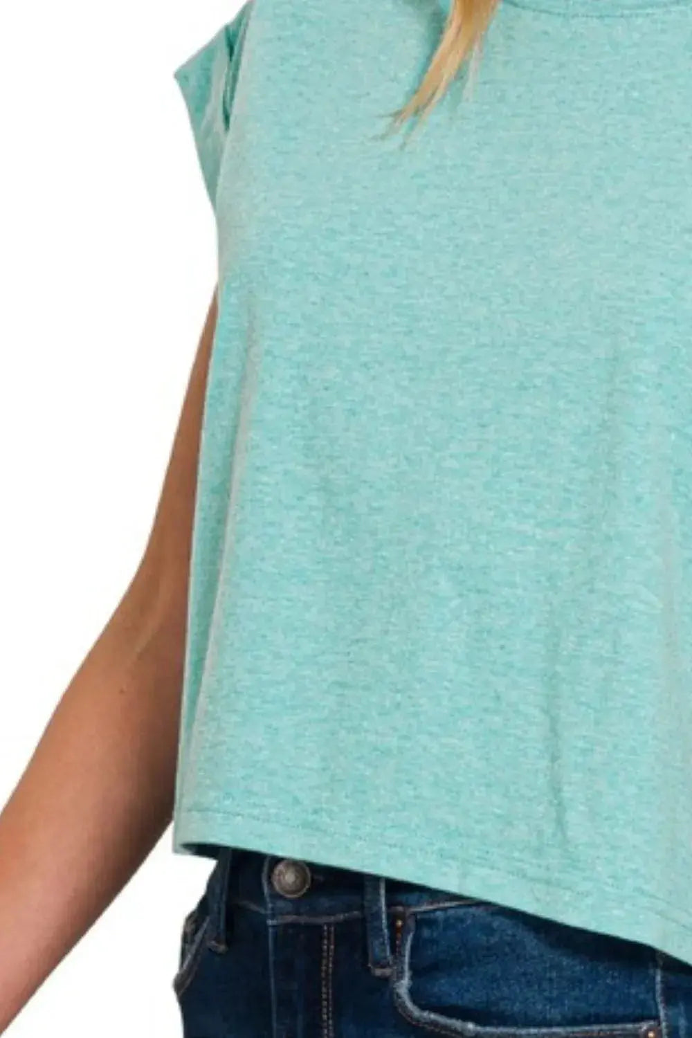 Crop Top - Rolled Sleeve - Casual Basic Tee