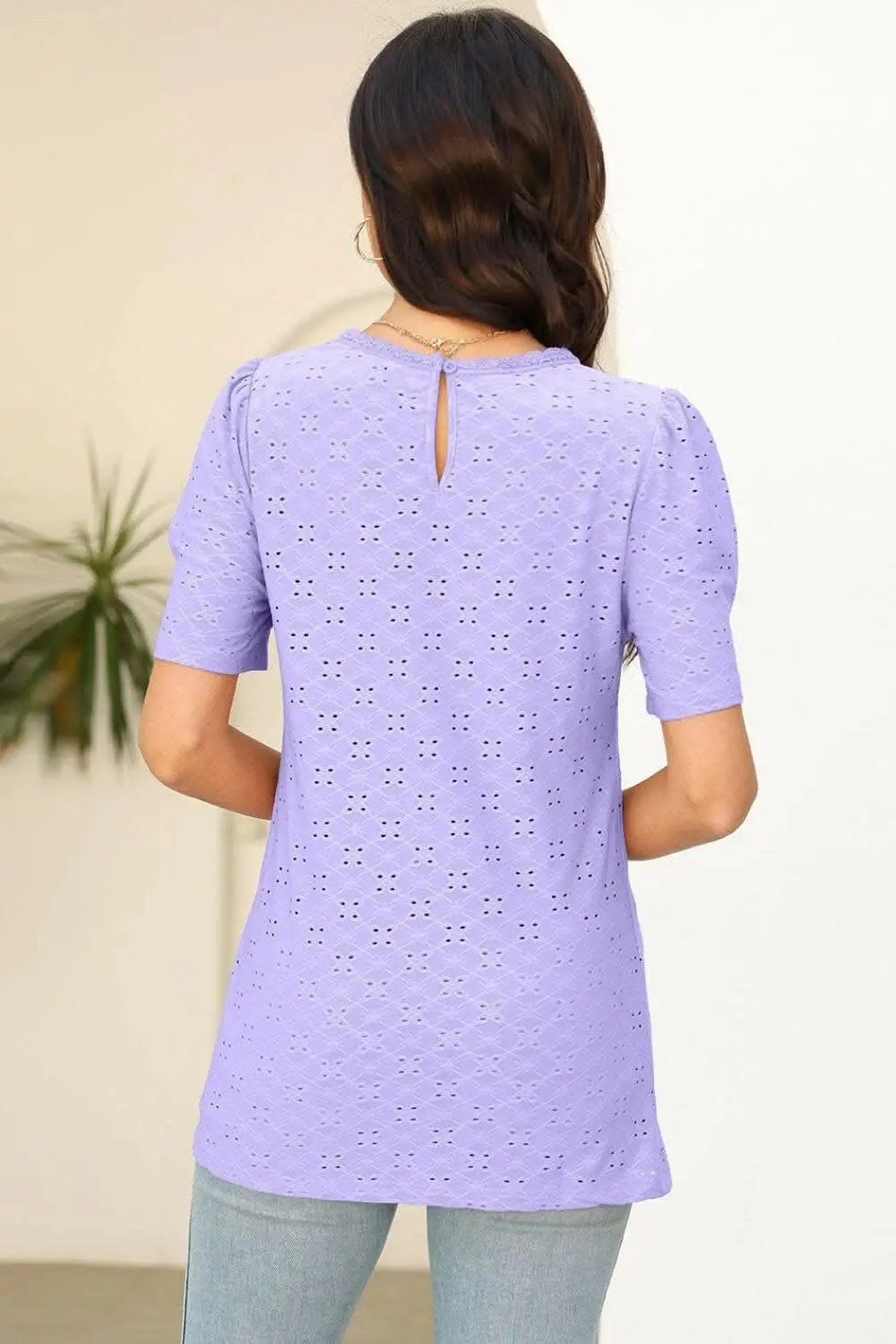 Trendsi just arrived - Elegant Eyelet T-Shirt - Comfort & Style