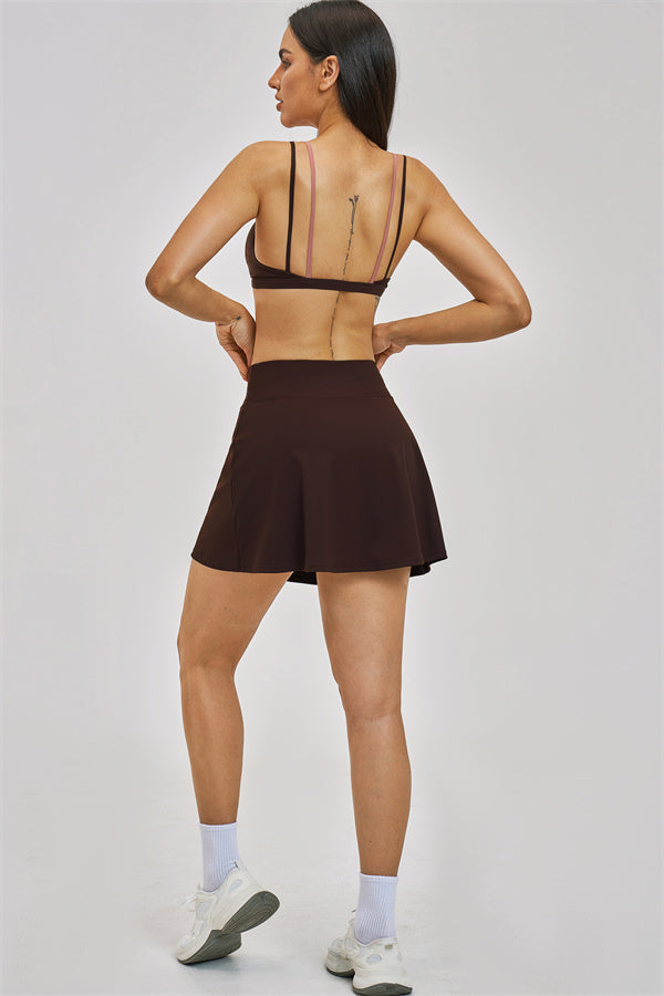 The Seraphine Layered V Sports Bra Skirt 2-Piece Set