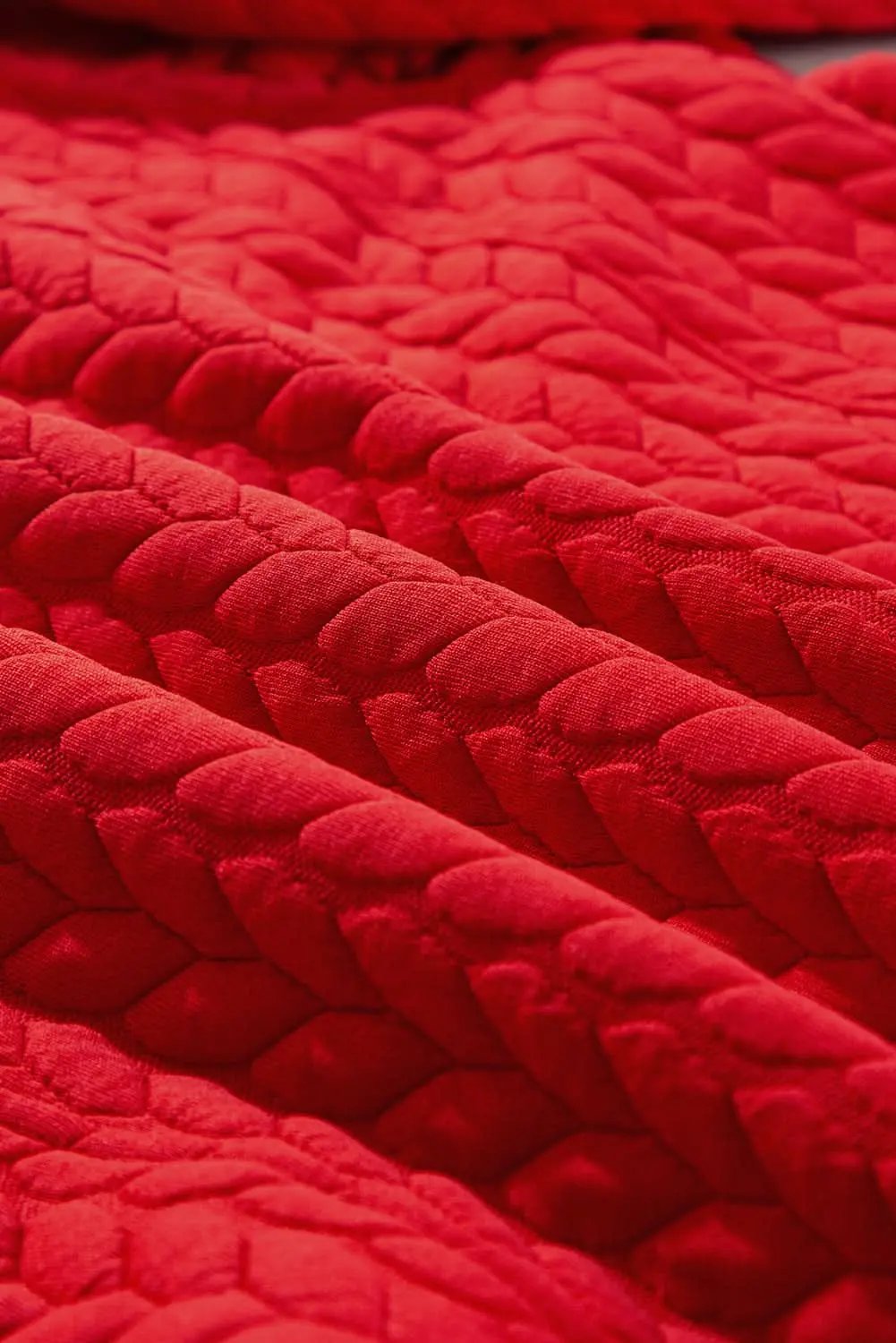 Pullover - Plus Size Tomato Red Cable Knit - Quarter Zip