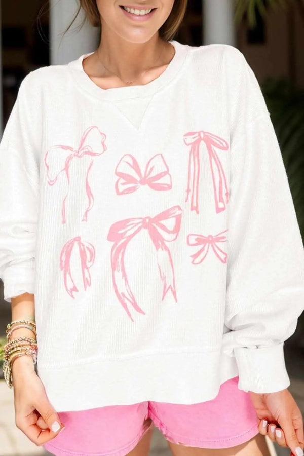 Trendsi Bow Sweatshirt Women's Casual Long Sleeve Top Comfortable Wear