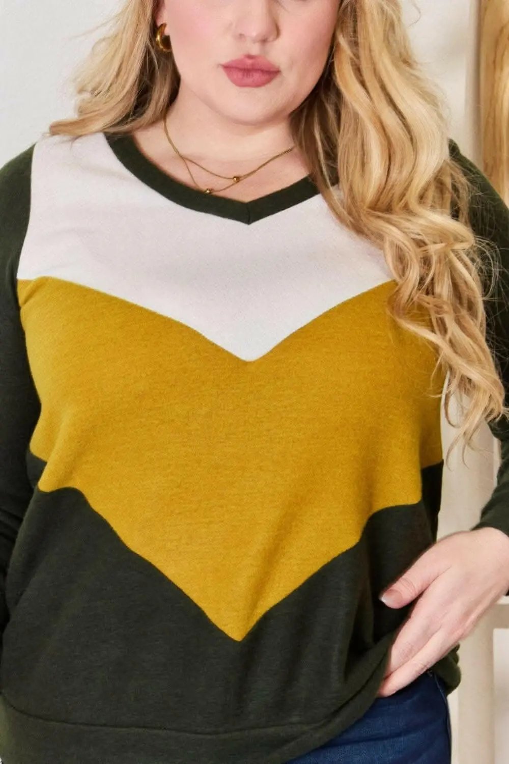 Trendsi Hailey & Co Plus Size Colorblock Blouse