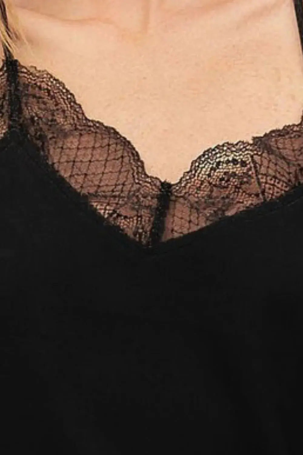 Cami Tank Top - Soft Lace Trim - Solid