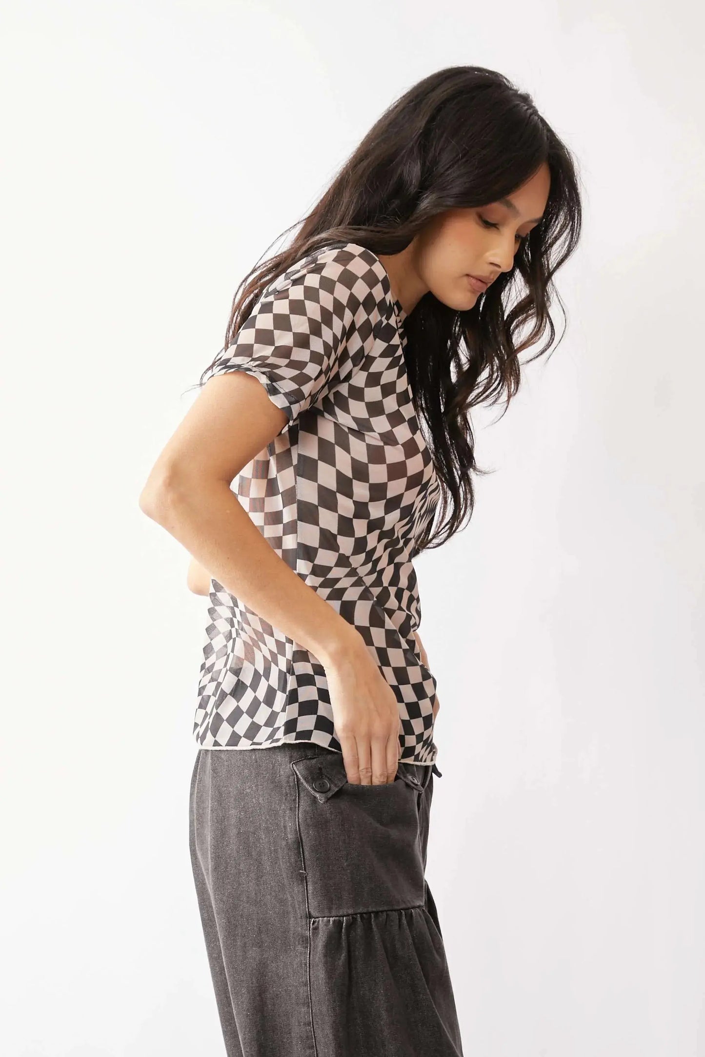 Mesh Top - Checkerboard Breathable - Casual Tee