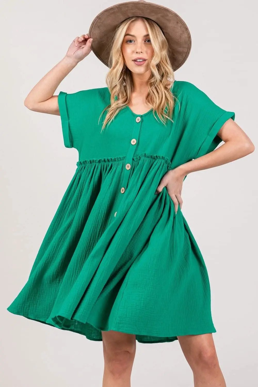 Trendsi Sage + Fig Short Sleeve Dress for Effortless Elega