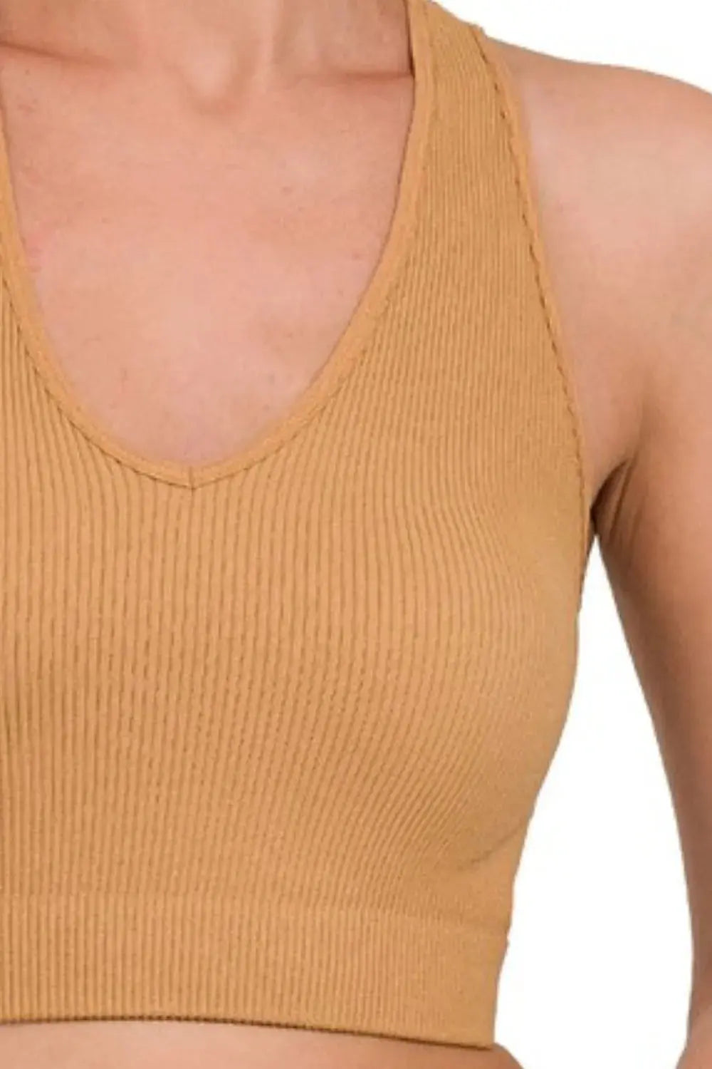 Cropped Tank Top - Seamless & Stretchy - Ribbed Racerback