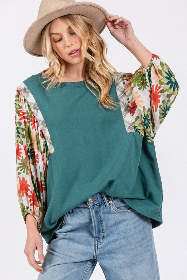 Top - Balloon Sleeve - Sage + Fig