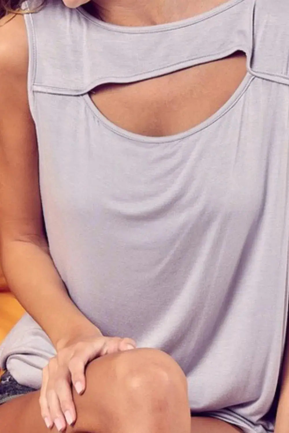 Knit Top - Cutout - Sleeveless Tank