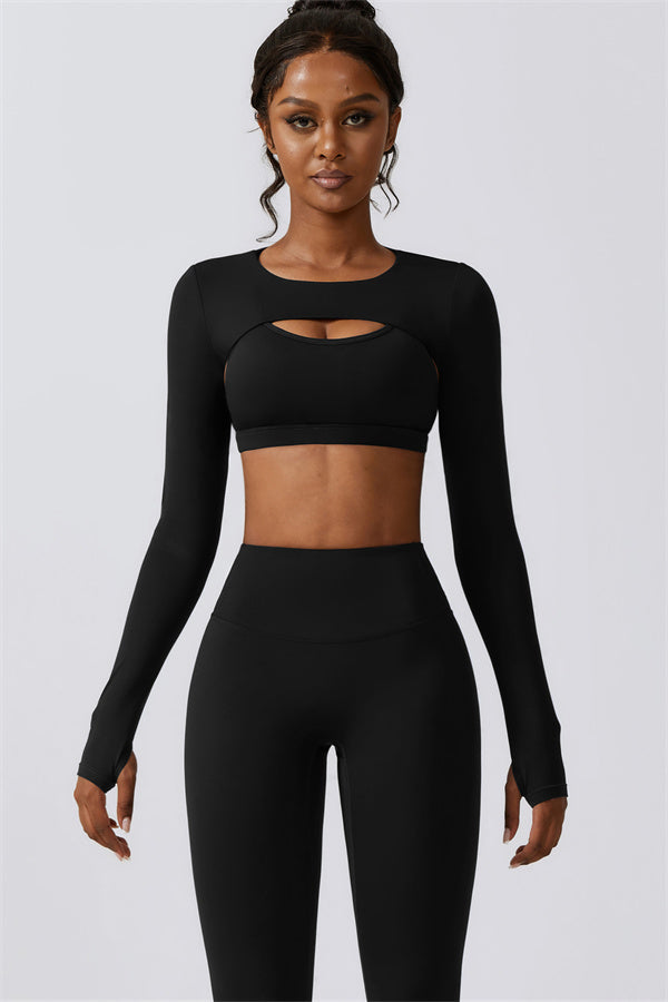 Juno Star Crop Top Sports Bra Leggings 3-Piece Set