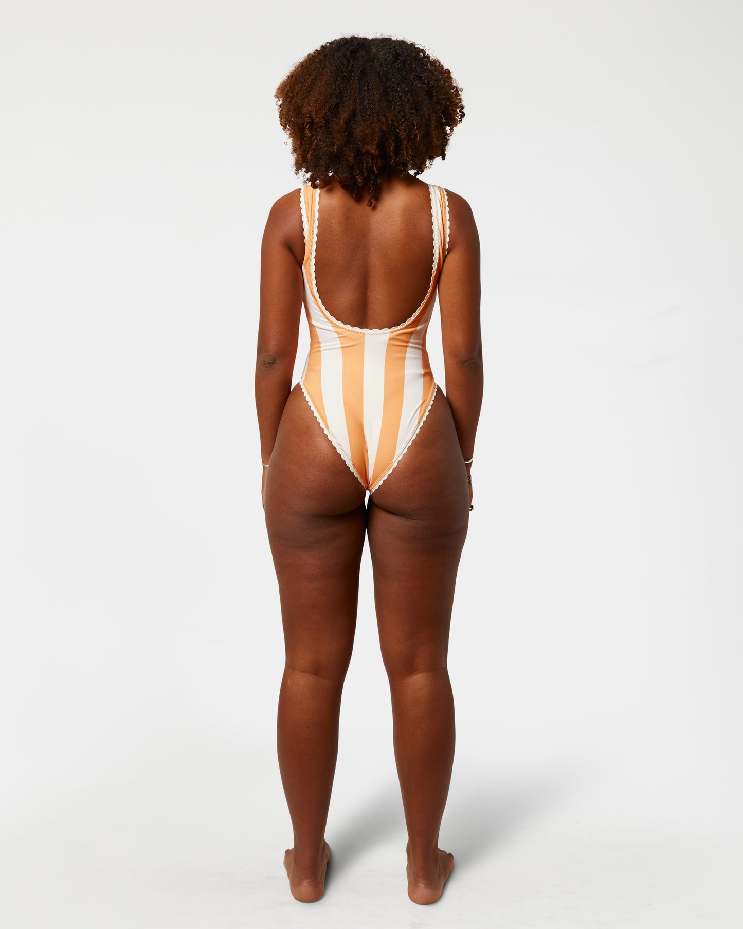 Cabana Stripe One-Piece Swimsuit (Orange Poppy)