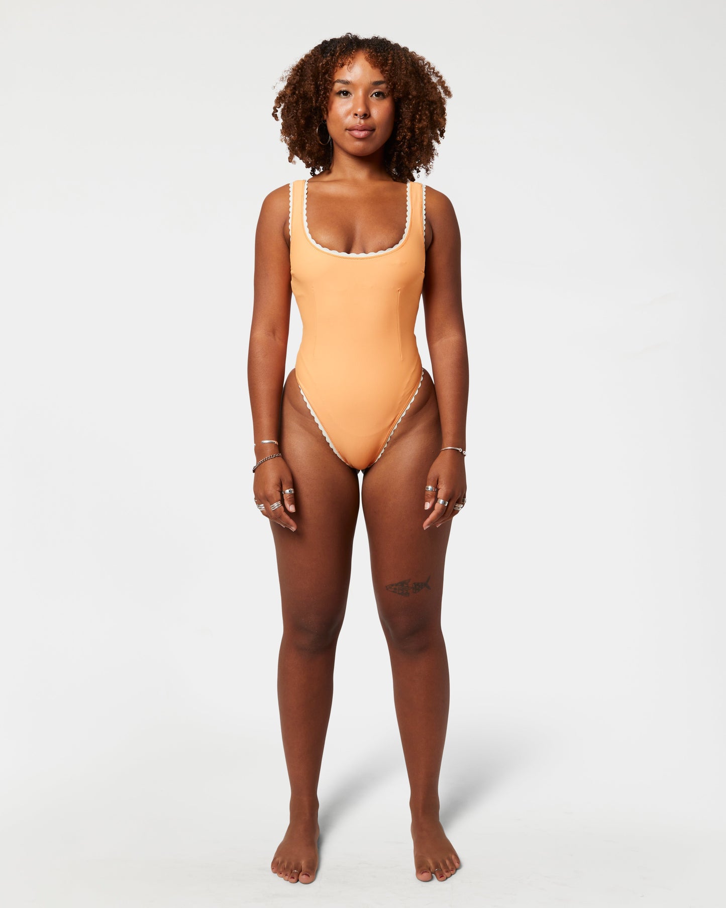 Cabana Stripe One-Piece Swimsuit (Orange Poppy)